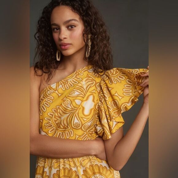 Anthropologie x Farm Rio Ainika Tapestry One-Shoulder Maxi Dress Size XL - Picture 3 of 3